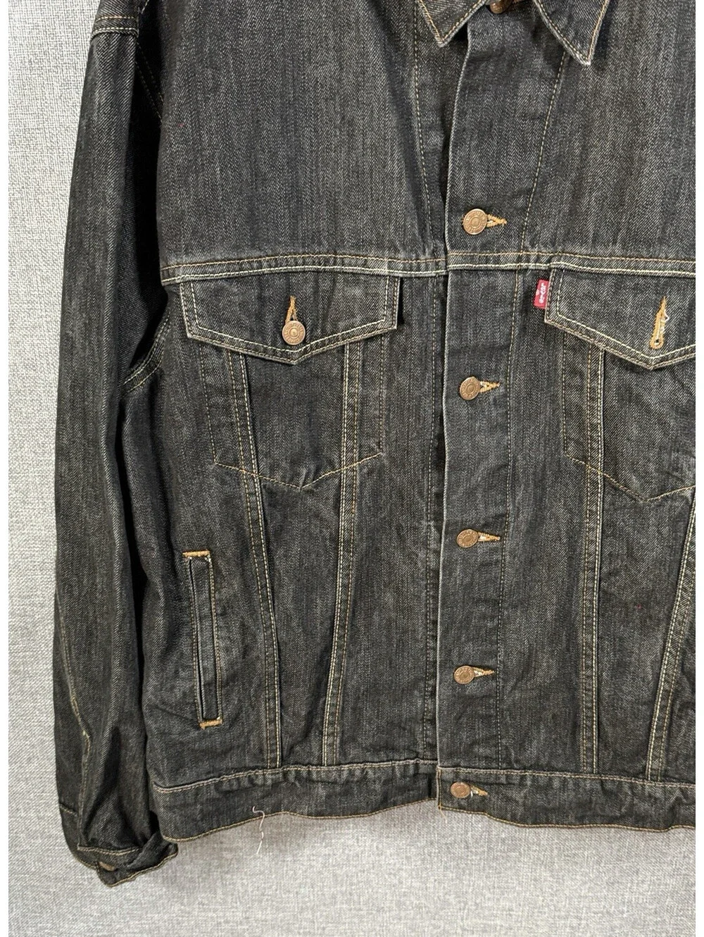 Levi's Y2K 70507 Standard Trucker Charcoal Black Denim Jacket Mens Size XXL